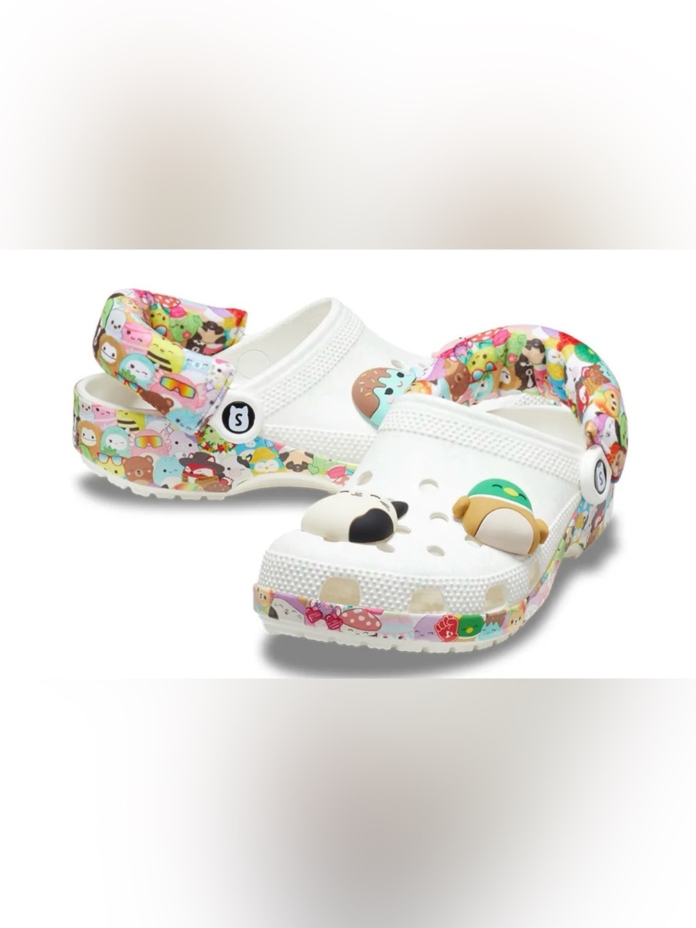 CROCS Kids White Clog Sandals with Colorful Character Print